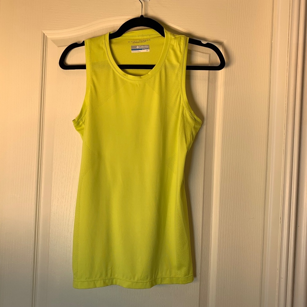 Columbia Titanium Omni-Freeze Neon Yellow Sport Tank Top S Unisex Running Gym